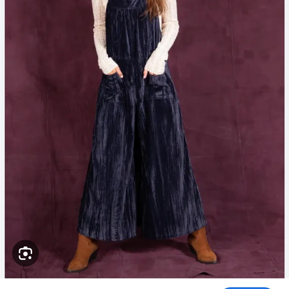 NATURAL LIFE Gray Velvet Wide Leg Jumpsuit